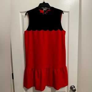 Orange & Black Scalloped Dress